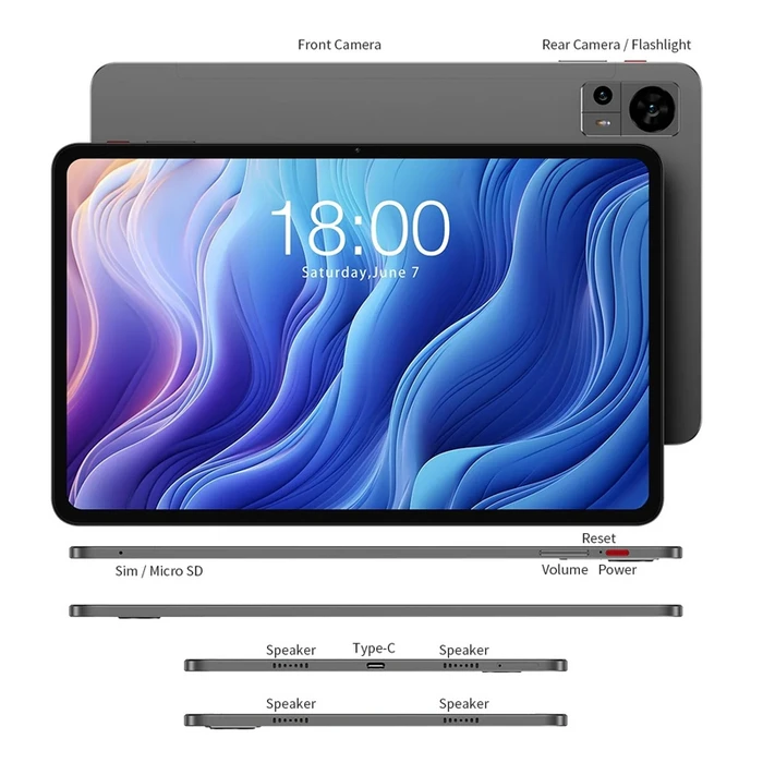 TECLAST tablet T60 12 HD 8 256GB Android 13 4G 8000mAh γκρι
