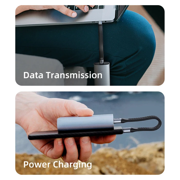 CABLETIME USB-C Cable Flat 240W 40Gbps 8K 60Hz USB4 0 15m Black