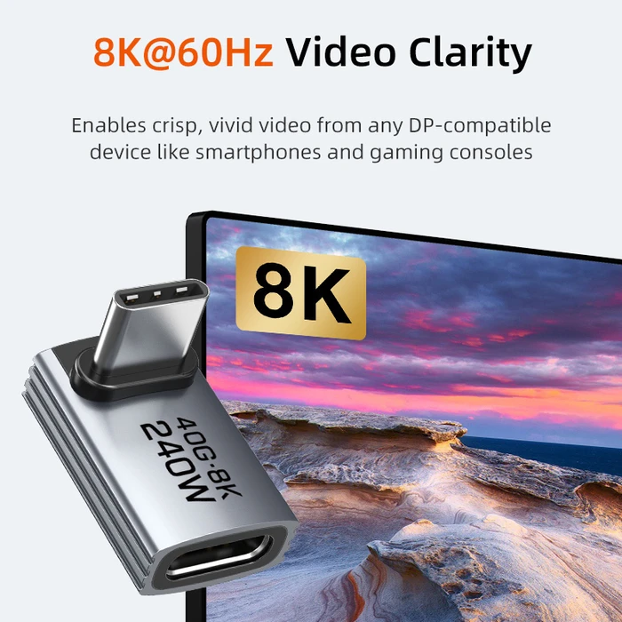 CABLETIME USB-C Cable Flat 240W 40Gbps 8K 60Hz USB4 0 15m Black