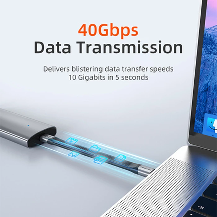 CABLETIME USB-C Cable Flat 240W 40Gbps 8K 60Hz USB4 0 15m Black