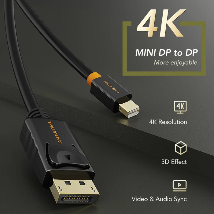 CABLETIME Cable Mini DisplayPort to DisplayPort 4K 60Hz 1m White