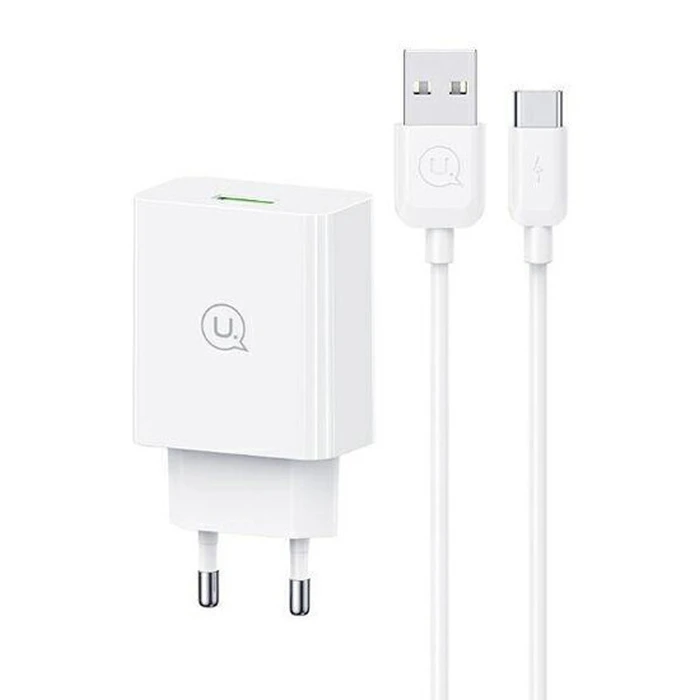 USAMS Wall Charger SCXLTZ02 with USB C Cable USB 18W White