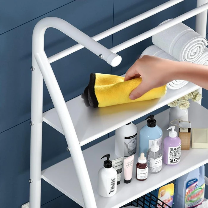 HOME USE ραφιέρα μπάνιου 3 ράφια μεταλλική λευκή