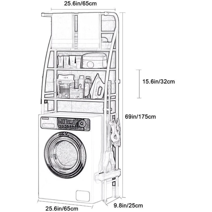 HOME USE ραφιέρα μπάνιου 3 ράφια μεταλλική λευκή
