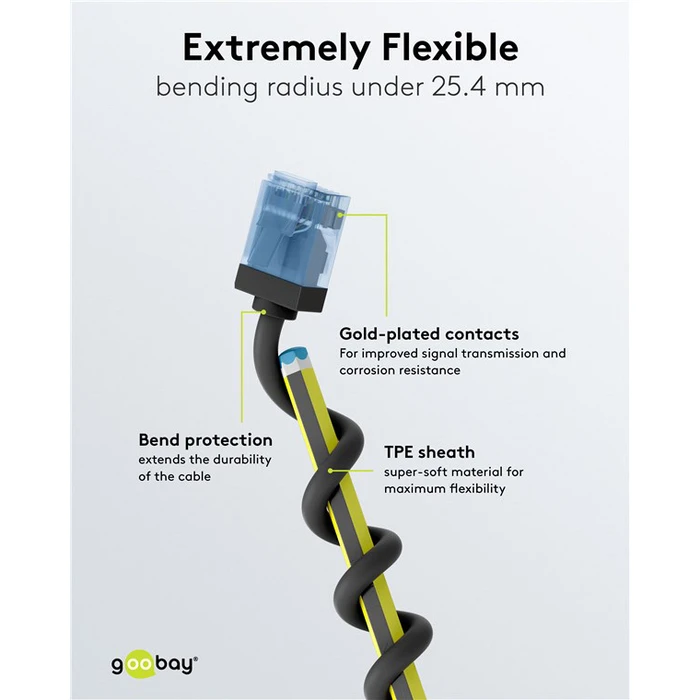 GOOBAY καλώδιο δικτύου CAT 6A U UTP ultra slim copper 500MHz 7.5m μαύρο