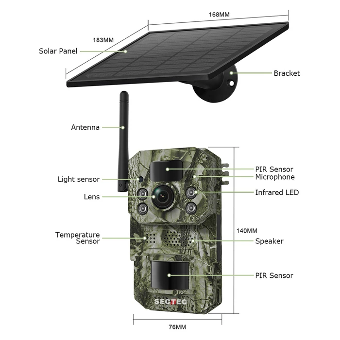 SECTEC smart ηλιακή κάμερα κυνηγού ST-HC809 3MP 4G PIR SD IP66