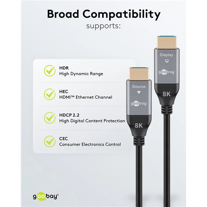 GOOBAY HDMI Cable 2.1 with Ethernet 8K 60Hz 48 Gbps 40m Black