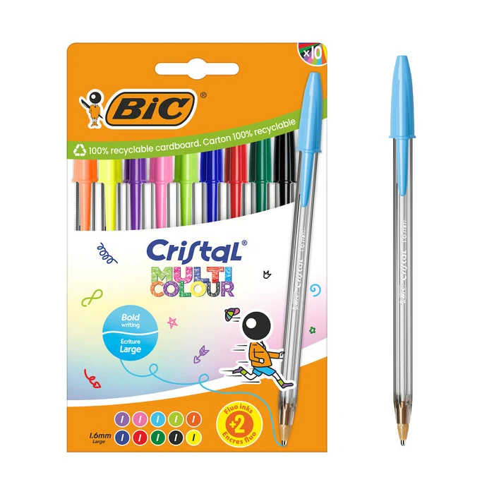 BIC Στυλό Διαρκείας Cristal Multicolour 1.6mm 10 τεμάχια