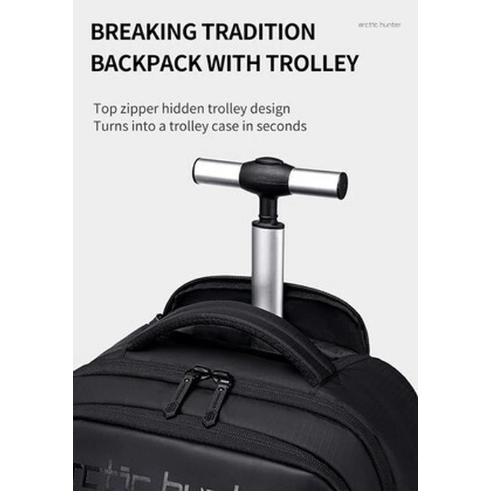 ARCTIC HUNTER Travel Bag with 15.6 Laptop Compartment Wheeled 27L Black