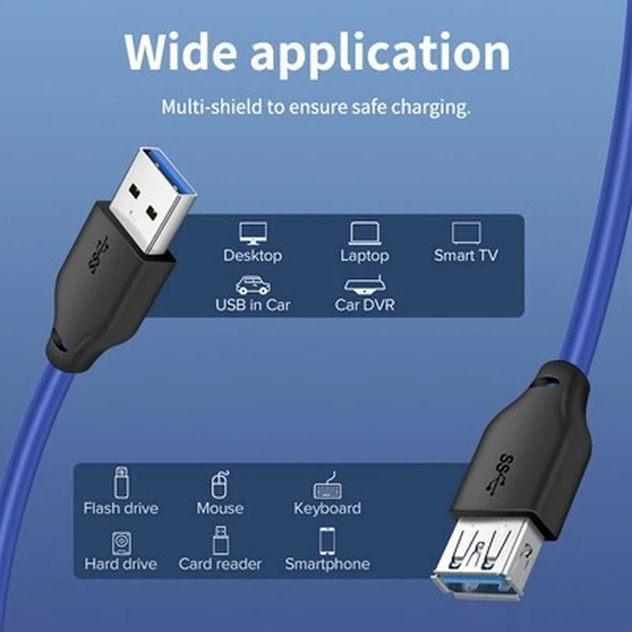 USB 3.0 Extension Cable CABLETIME CT-C160-U3-AMAF 5Gbps 2m Blue