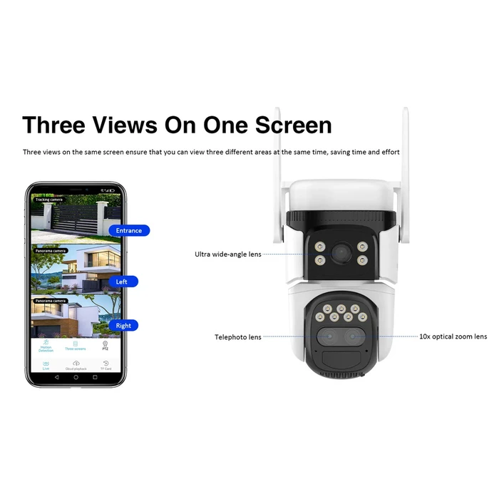 VSTARCAM Smart Solar Camera BG621TR Triple Lens 3MP 4G PTZ IP66