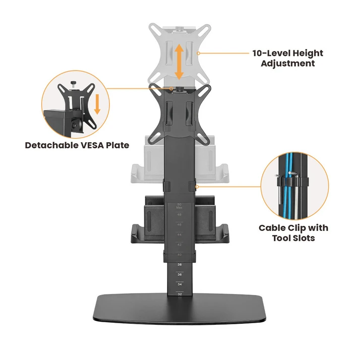 POWERTECH βάση γραφείου οθόνης PT-1449 με βάση mini PC 17-32 έως 8kg