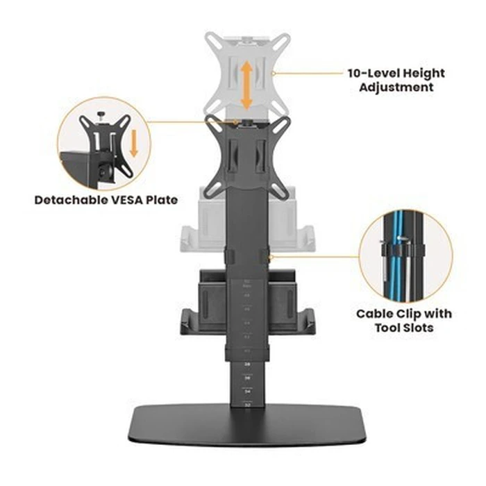 POWERTECH βάση γραφείου οθόνης PT-1449 με βάση mini PC 17-32 έως 8kg