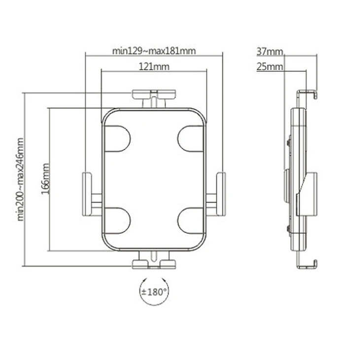 POWERTECH Wall Mount Tablet Holder PT-1447 Anti Theft 7.9-11 inch Black