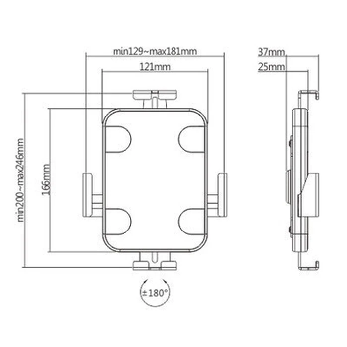 POWERTECH Wall Mount Tablet Holder PT-1447 Anti Theft 7.9-11 inch Black