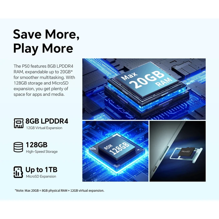 TECLAST tablet P50 2025 11 8 128GB 4G Android 15 μπλε