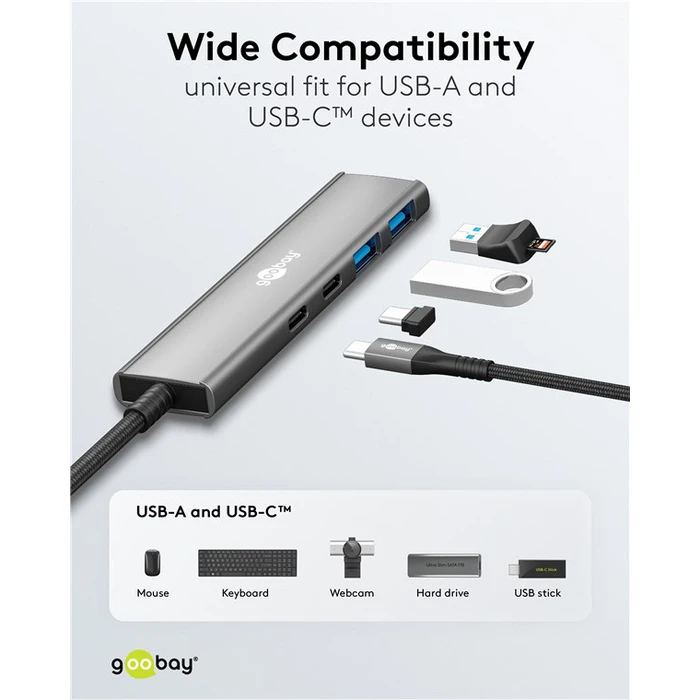 GOOBAY USB hub 4 θυρών USB 3.2 USB-C γκρι