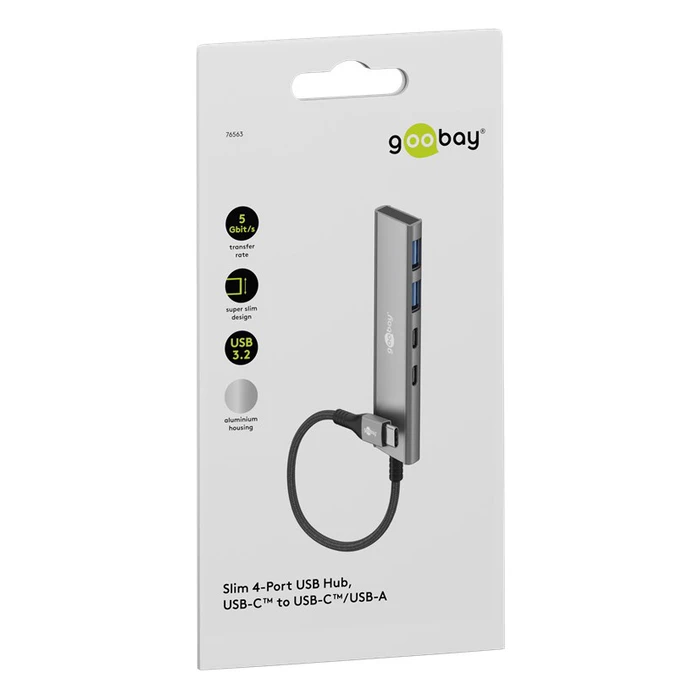 GOOBAY USB hub 4 θυρών USB 3.2 USB-C γκρι