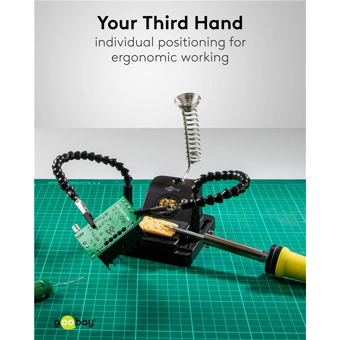 GOOBAY βάση στήριξης πλακέτας με θέση για κολλητήρι και 2 βραχίονες μαύρη