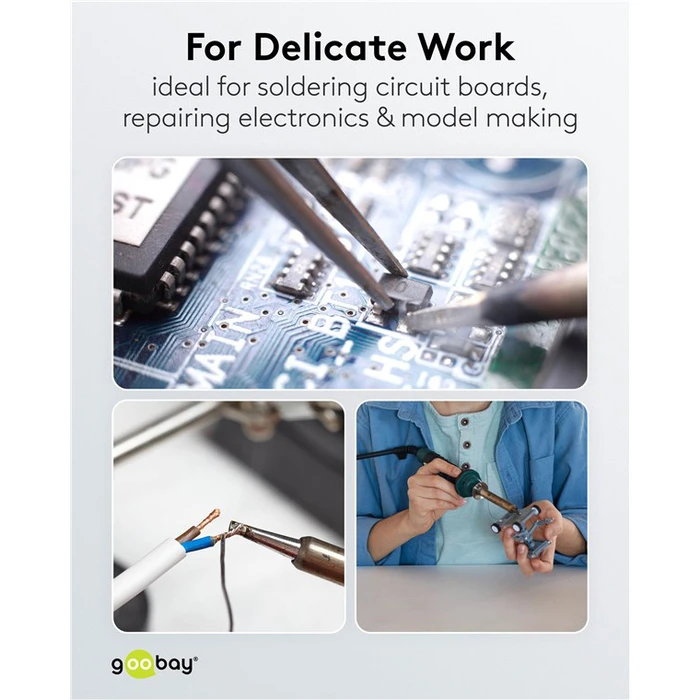 GOOBAY βάση στήριξης πλακέτας με θέση για κολλητήρι και 2 βραχίονες μαύρη