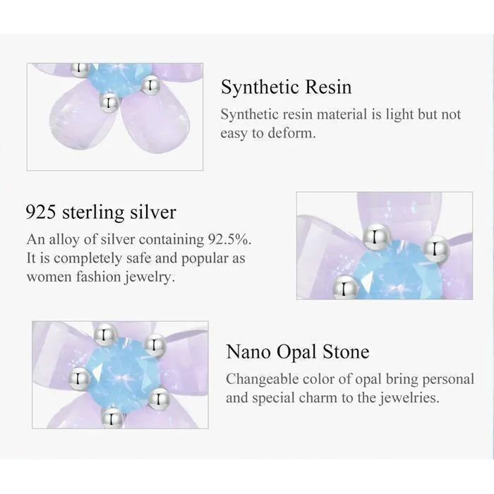 BAMOER Σκουλαρίκια Καρφωτά SCE1733 με Οπάλ Πέτρα Ασήμι 925 Ασημί