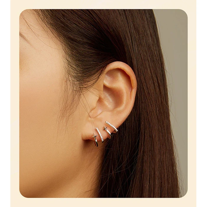 BAMOER Σκουλαρίκια Καρφωτά YIE223 με Κυβική Ζιρκόνια Ασήμι 925