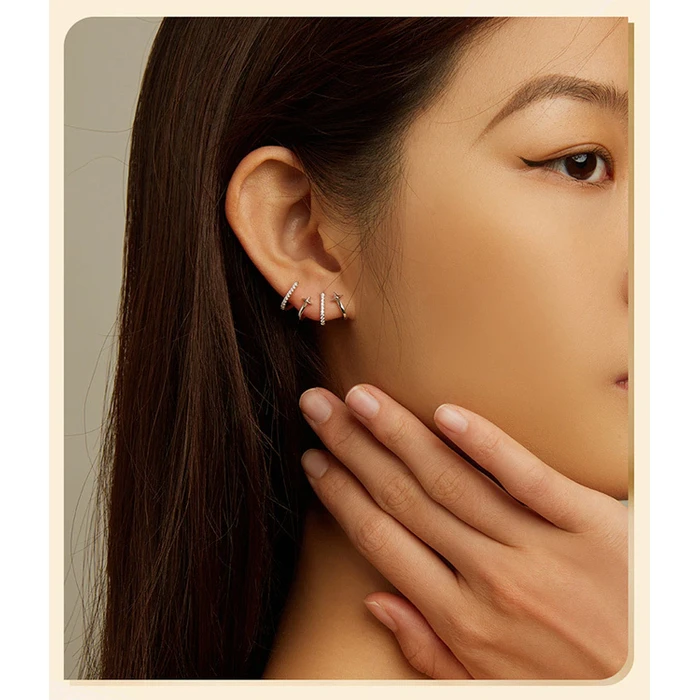 BAMOER Σκουλαρίκια Καρφωτά YIE223 με Κυβική Ζιρκόνια Ασήμι 925