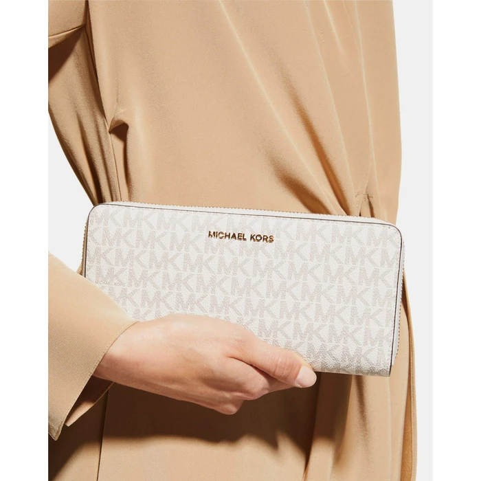 Michael Kors Μεγάλο Δερμάτινο Γυναικείο Πορτοφόλι / Wristlet Vanilla - 35F8GTVT3BVNL