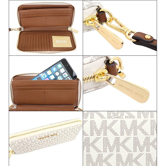Michael Kors Μεγάλο Δερμάτινο Γυναικείο Πορτοφόλι / Wristlet Vanilla - 35F8GTVT3BVNL