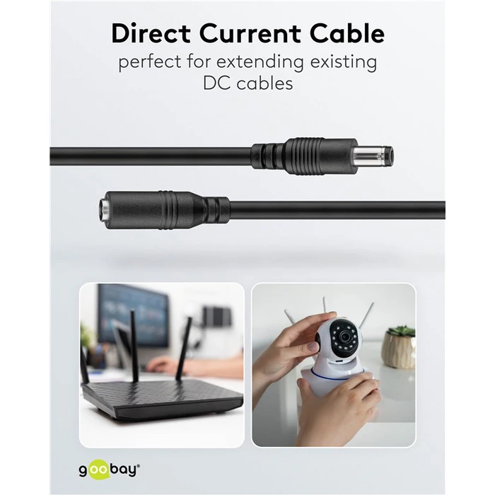 GOOBAY καλώδιο προέκτασης τροφοδοσίας 76635 5.5x2.1mm 1.5m μαύρο