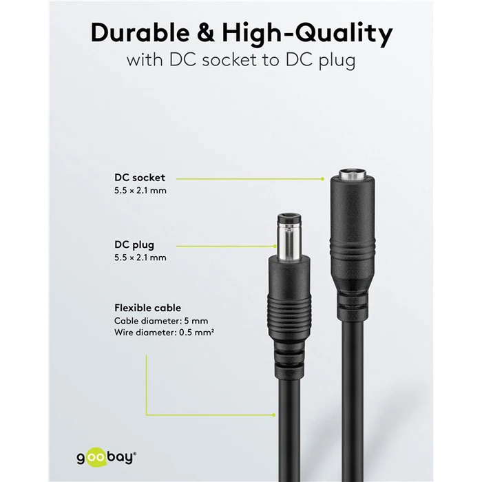 GOOBAY καλώδιο προέκτασης τροφοδοσίας 76635 5.5x2.1mm 1.5m μαύρο