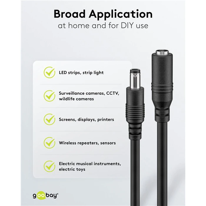 GOOBAY καλώδιο προέκτασης τροφοδοσίας 76635 5.5x2.1mm 1.5m μαύρο