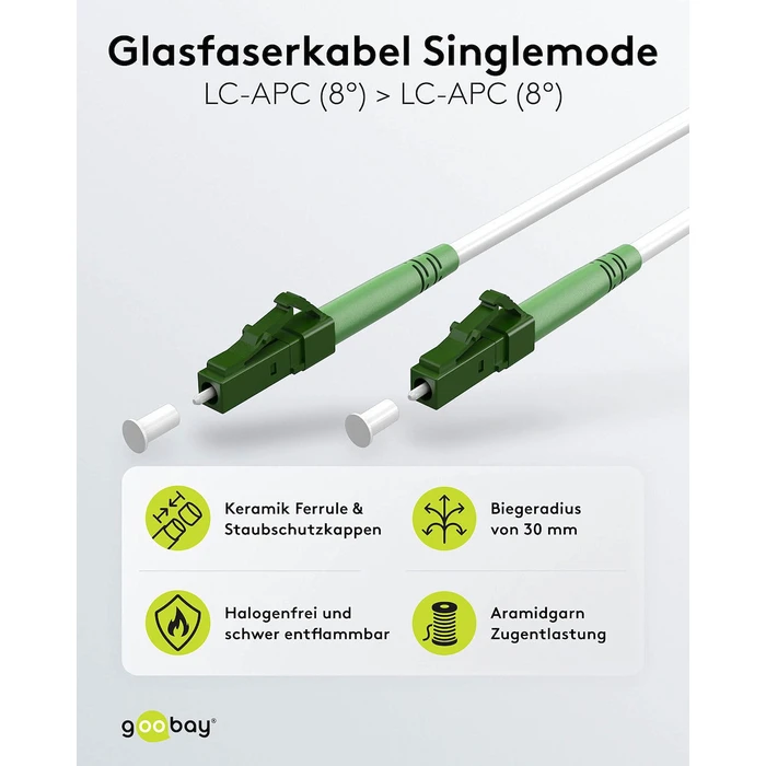 GOOBAY Fiber Optic Cable LC APC 59589 Singlemode OS2 15 m White