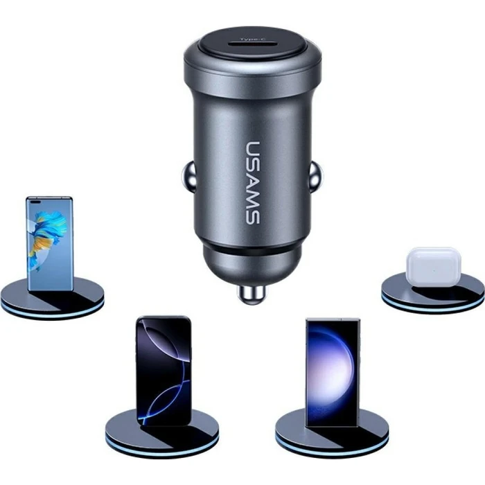 USAMS Car Charger CC321 USB C 30W Grey