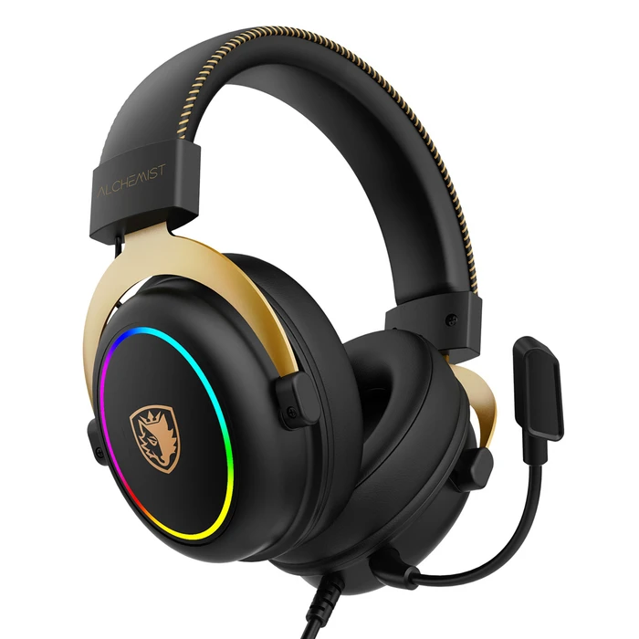 SADES Gaming Headset Alchemist USB 50mm V7.1 Surround ENC RGB Μαύρο