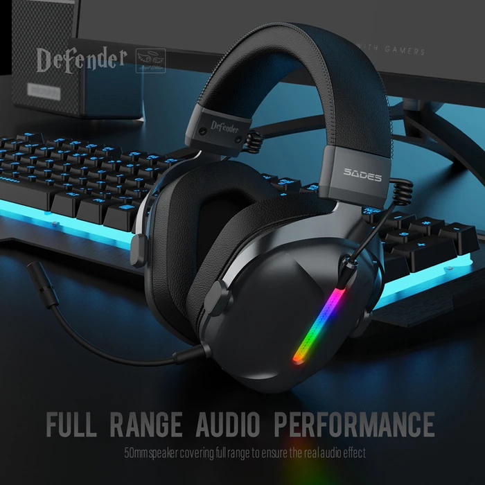 SADES gaming headset Defender ασύρματα και ενσύρματα RGB μαύρο