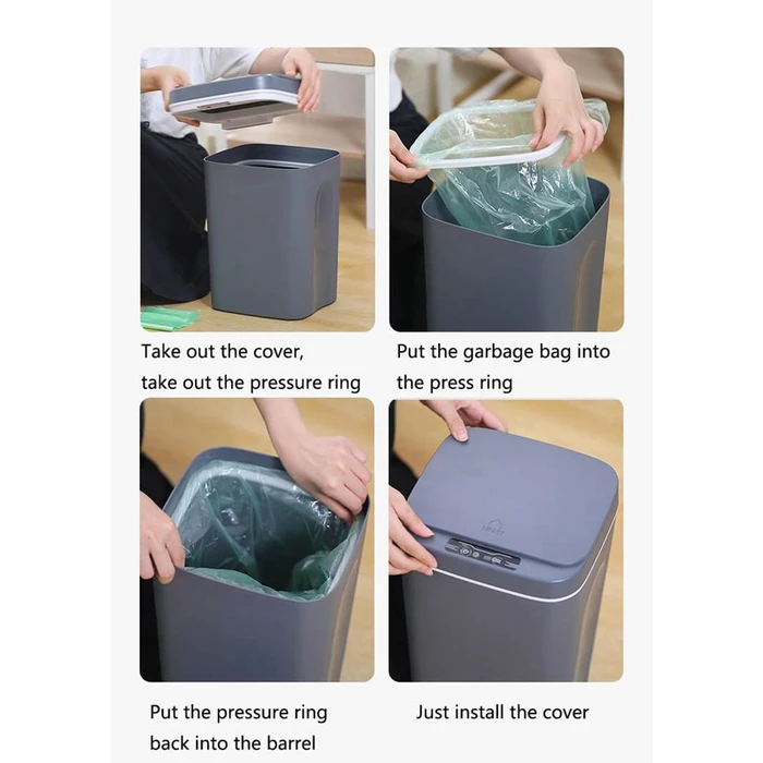 HOME USE κάδος απορριμμάτων με φωτοκύτταρο 10.5lt γκρι