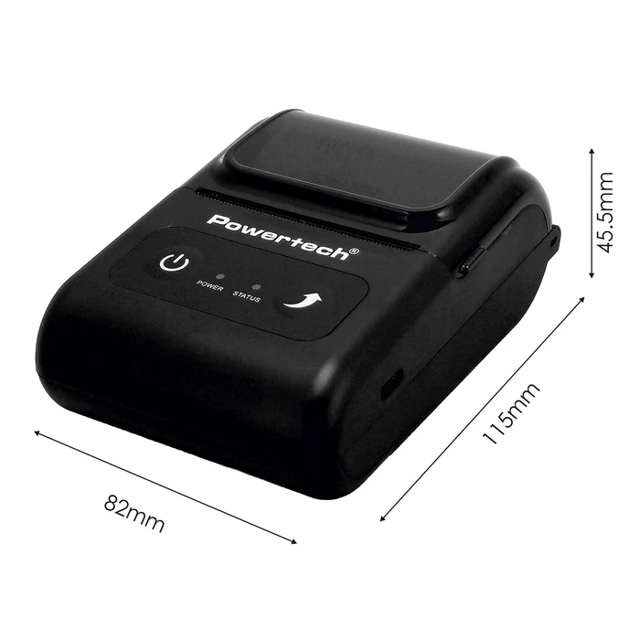 POWERTECH Portable Thermal Receipt Printer PT-1508 USB-C Bluetooth Black