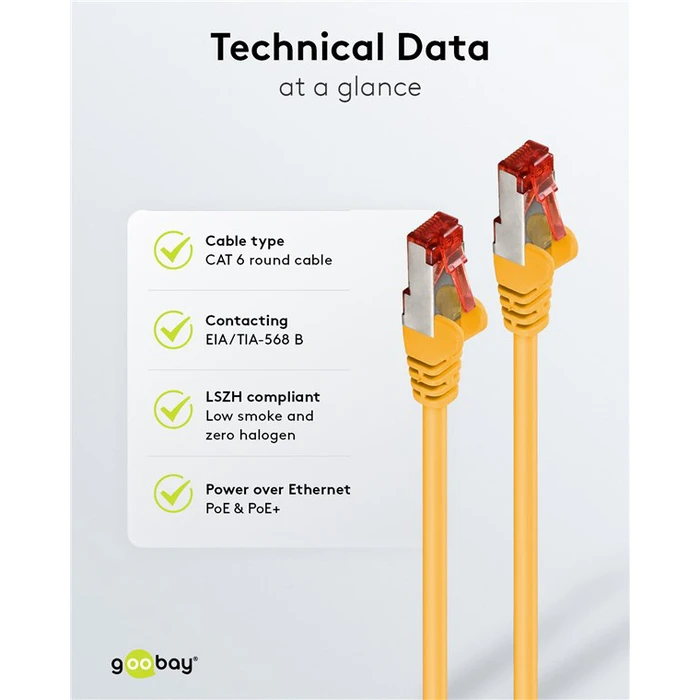 GOOBAY καλώδιο δικτύου 92453 CAT 6 S FTP copper 250MHz 0.15m κίτρινο