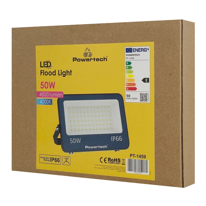 POWERTECH LED προβολέας PT-1459 50W 4000K 4500lm IP66