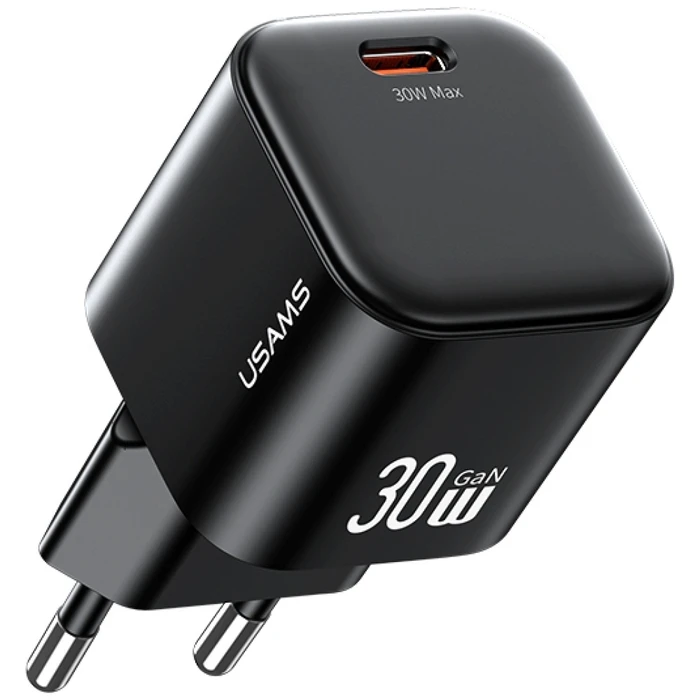 USAMS φορτιστής τοίχου CC262 30W GaN με καλώδιο Lightning λευκός