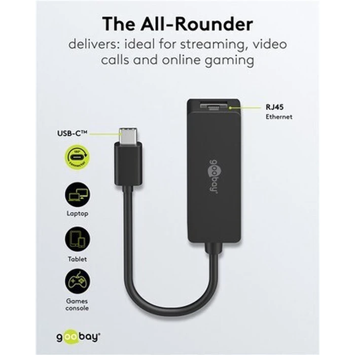 GOOBAY Network Adapter USB-C 1000Mbps Ethernet Black