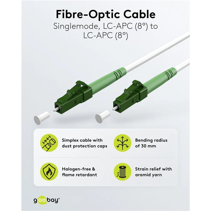 GOOBAY Fiber Optic Cable LC APC Singlemode OS2 5m White