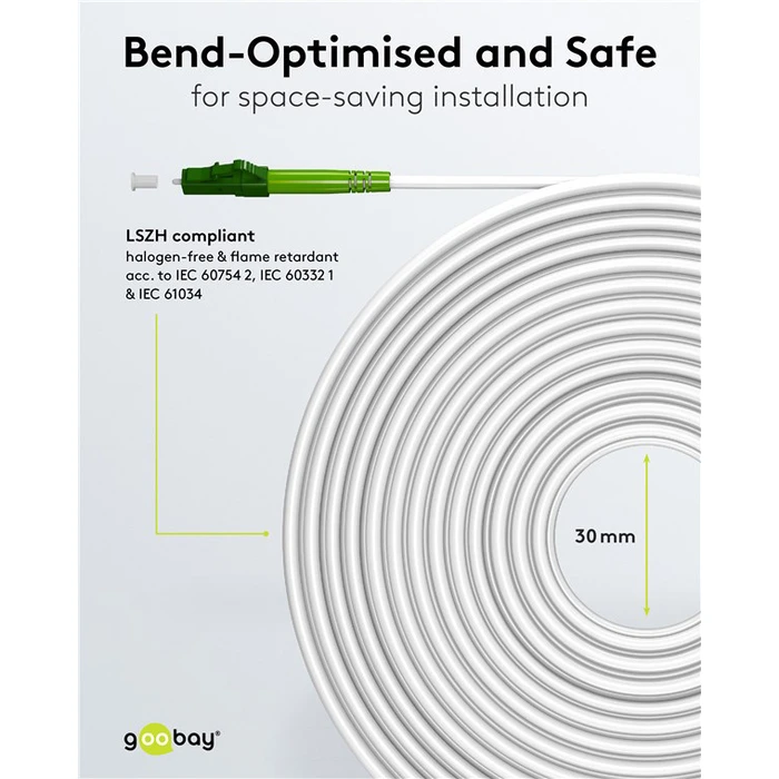 Fiber Optic Cable GOOBAY LC APC 59588 Singlemode OS2 10m White