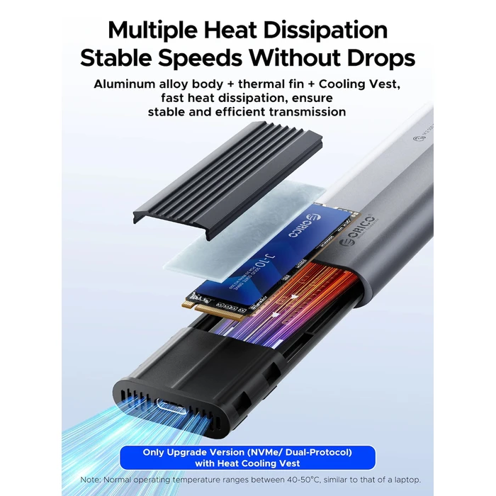 ORICO M.2 NVME NGFF SSD Enclosure AXM2S G2 10Gbps Tool Free Grey