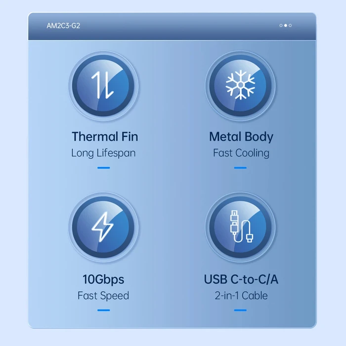 ORICO External Enclosure for 2x M.2 NVME SSD AM2C3-2N 10Gbps Tool Free Gray