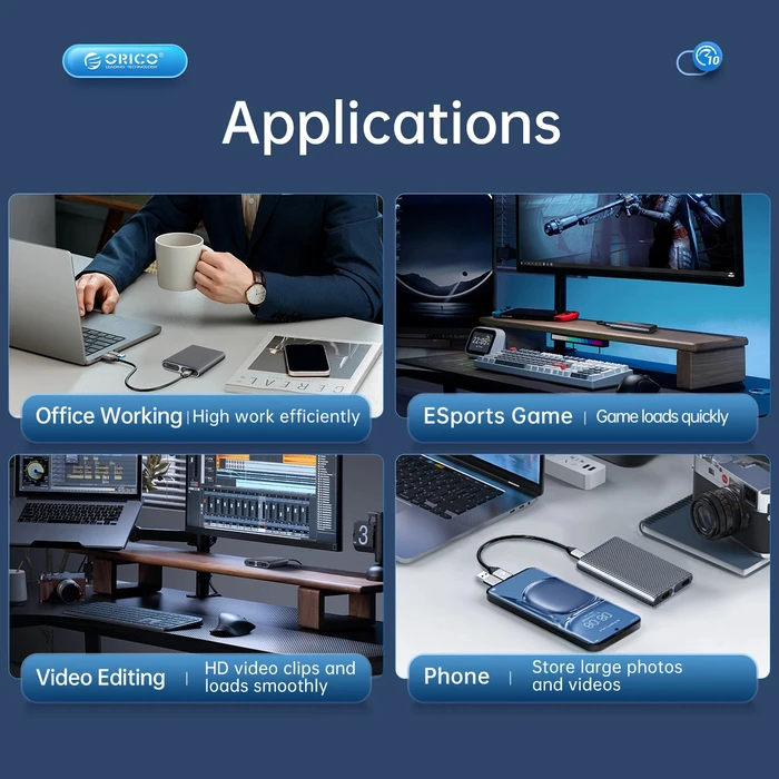 ORICO External Enclosure for 2x M.2 NVME SSD AM2C3-2N 10Gbps Tool Free Gray