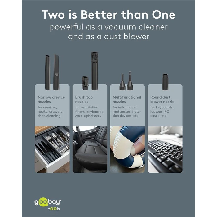 GOOBAY Σκουπάκι Χειρός 2 σε 1 και Air Duster 120W 6000mAh Μαύρο
