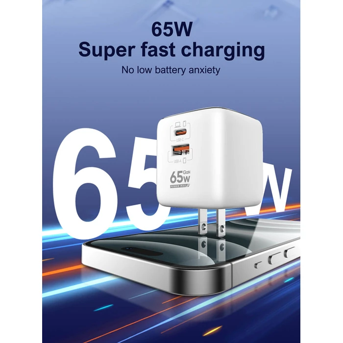 LDNIO Wall Charger Q2617 65W GaN with USB-C Cable EU UK US