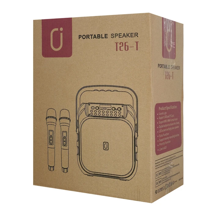 JYX Φορητό Ηχείο T26 T με 2 Μικρόφωνα 20W 4000mah LED Μαύρο